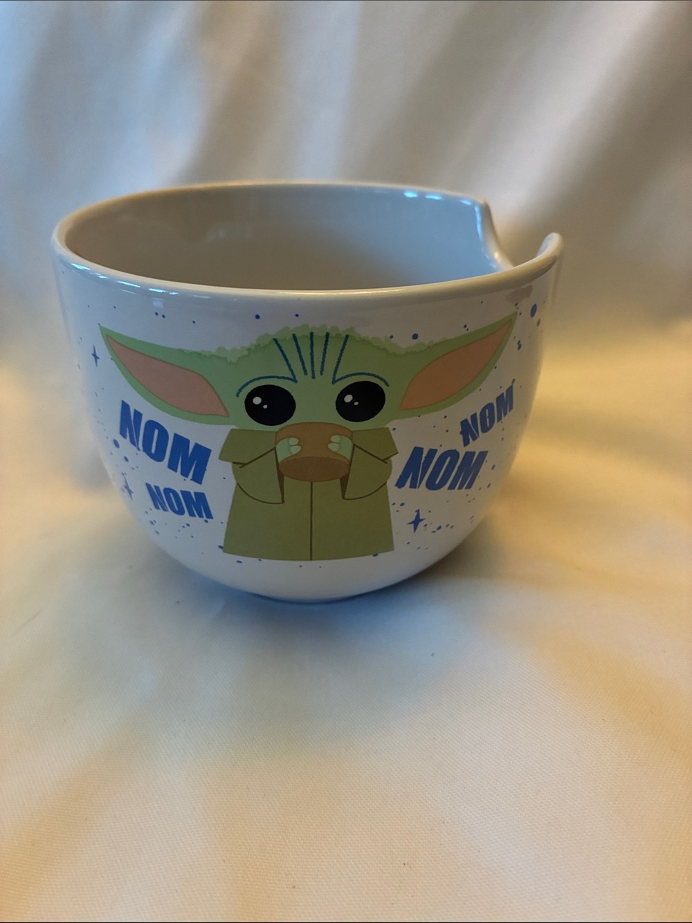 Star Wars Grogu White Blue Ceramic Yarn Bowl